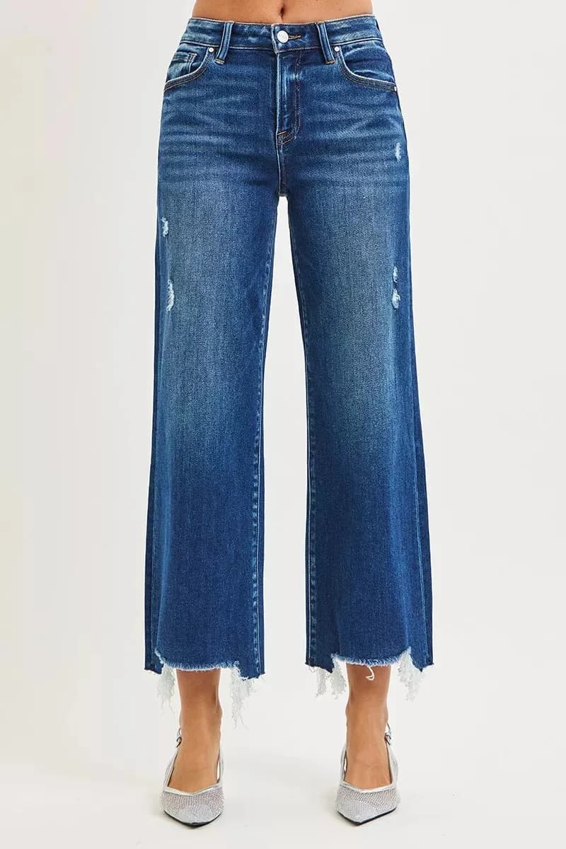 RISEN High Rise Crop Wide Leg Jeans