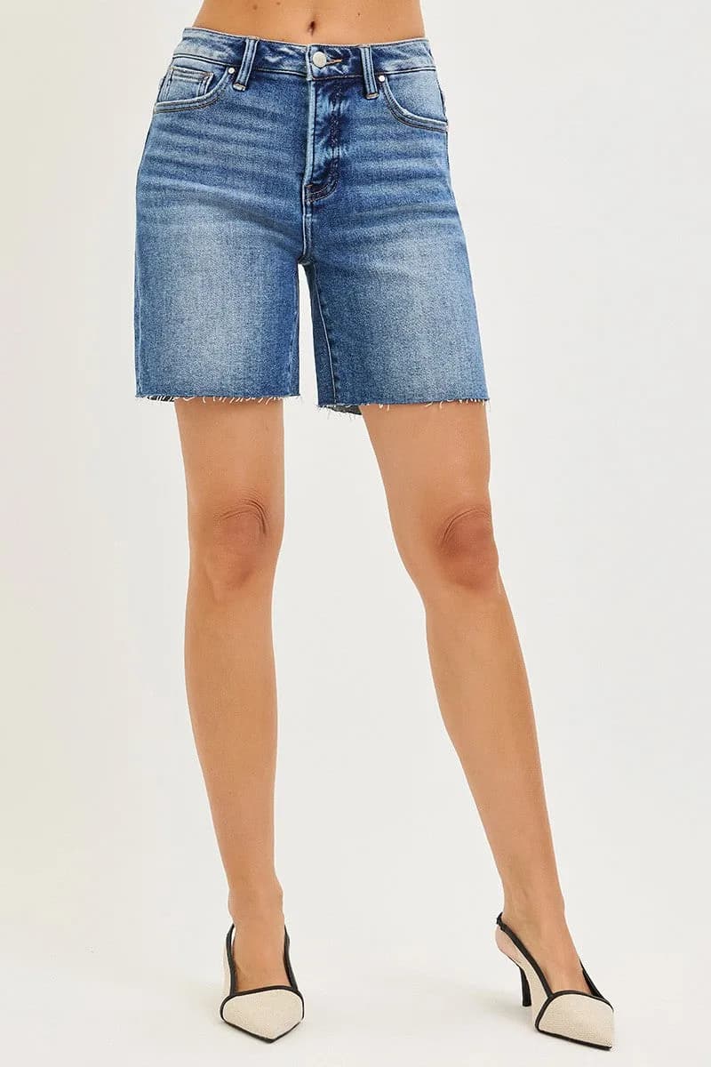 RISEN Tummy Control High Rise Raw Cut Hem Jhorts