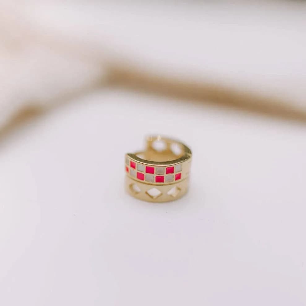 Checkered Hoops Mauve Jewelry Co