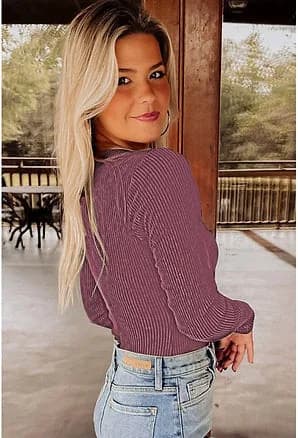 Mineral Wash Ribbed Snap Buttons Long Sleeve Bodysuit