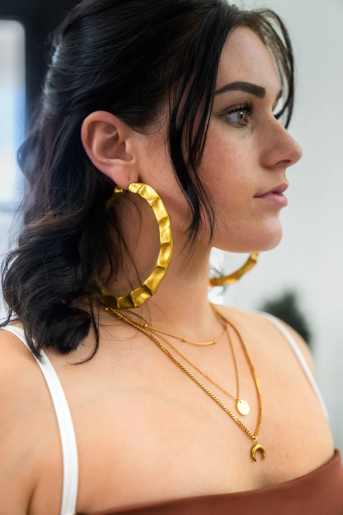 Moon Three Layer 18K Layer Necklace