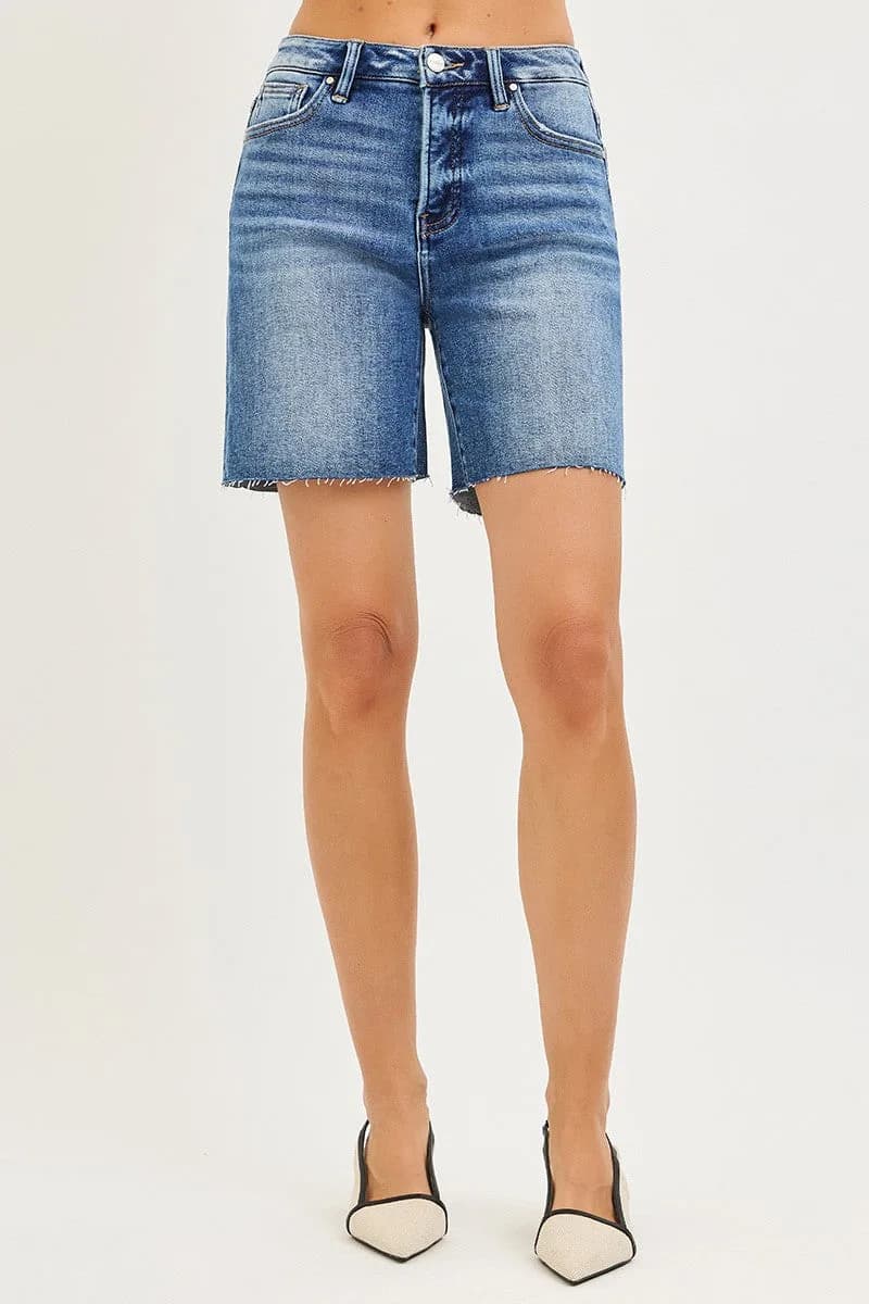 RISEN Tummy Control High Rise Raw Cut Hem Jhorts