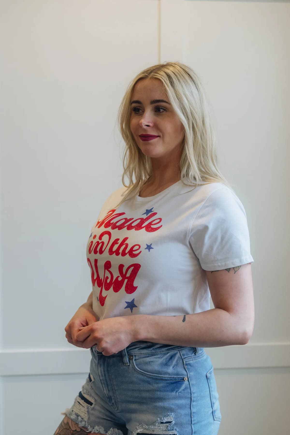 Made in the USA Crop T Shirt White