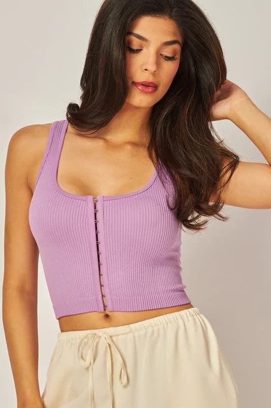 Love Poem Clasp Crop Tank Top in Multiple Colors