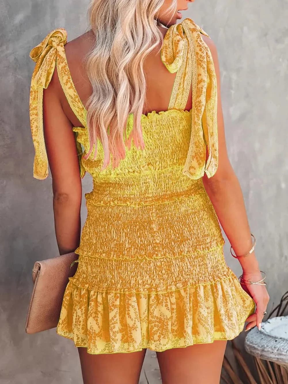 Smocked Wide Strap Mini Cami Dress
