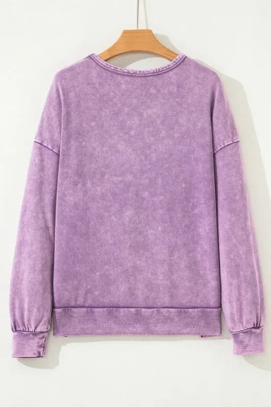 Solid Bow Patchwork Mineral Wash Sweatshirt