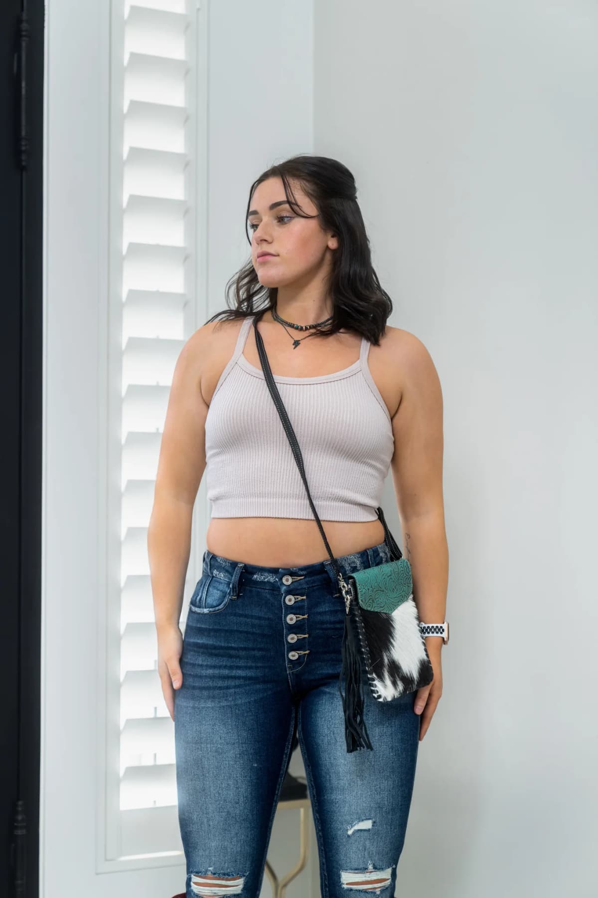 Oatmeal Strappy Back Crop Ribbed Seamless Tank Kimberly C