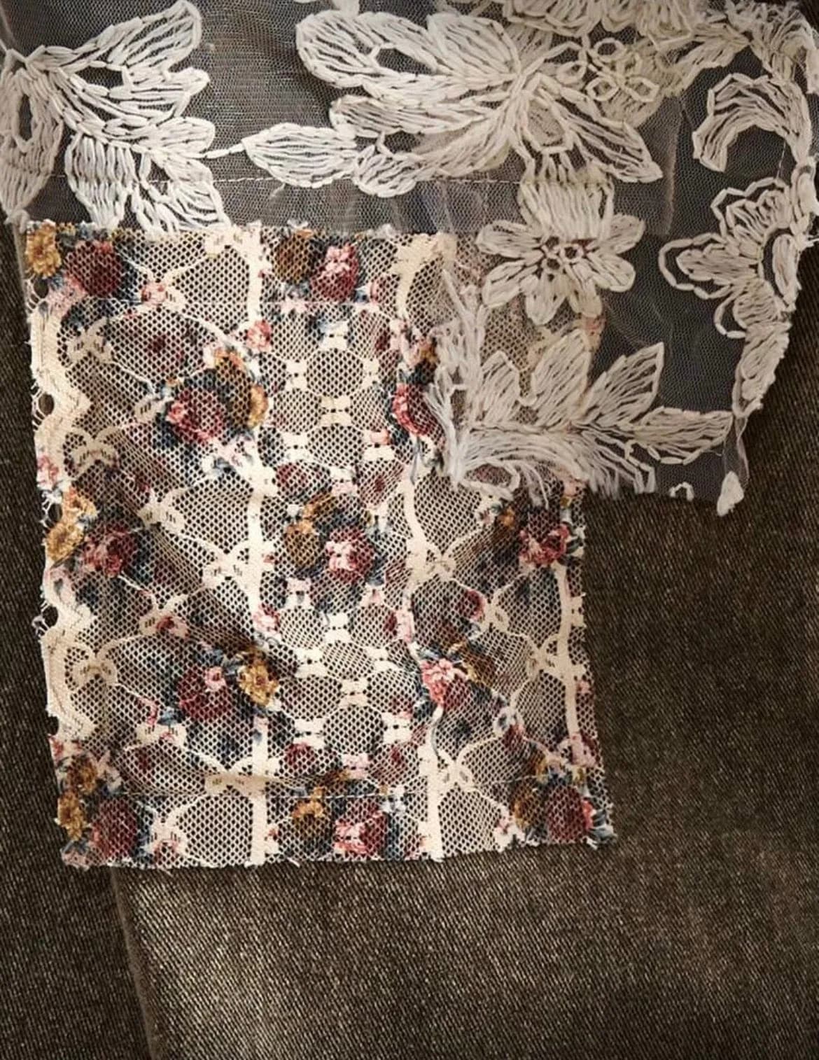 Olive Denim Jumpsuit Floral Pocket