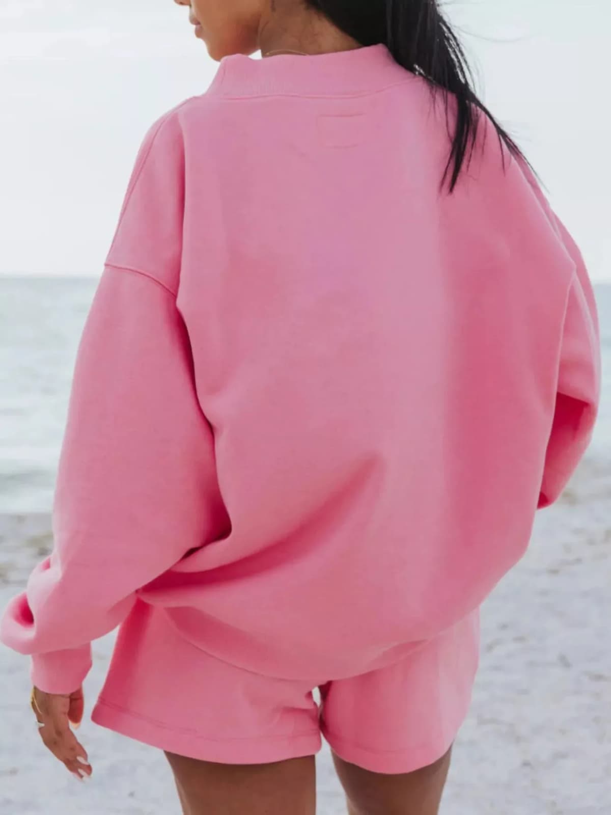 Relaxed Fit Round Neck Sweatshirt and Shorts Set Multiple Colors