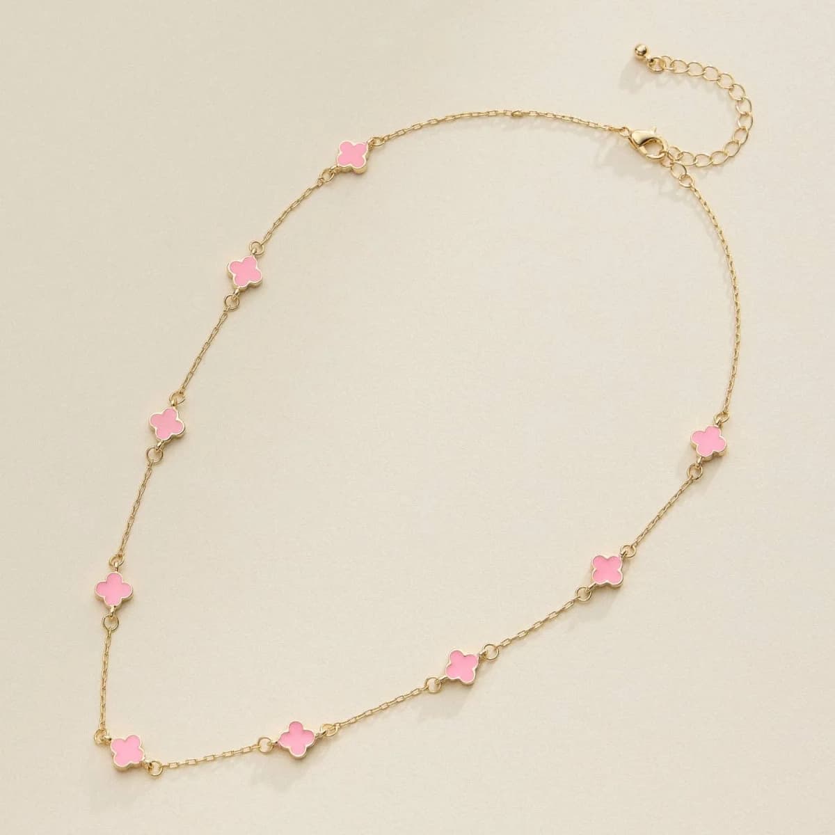 Gold Charm Necklace with Enamel Accents Elegant Minimalist Jewelry