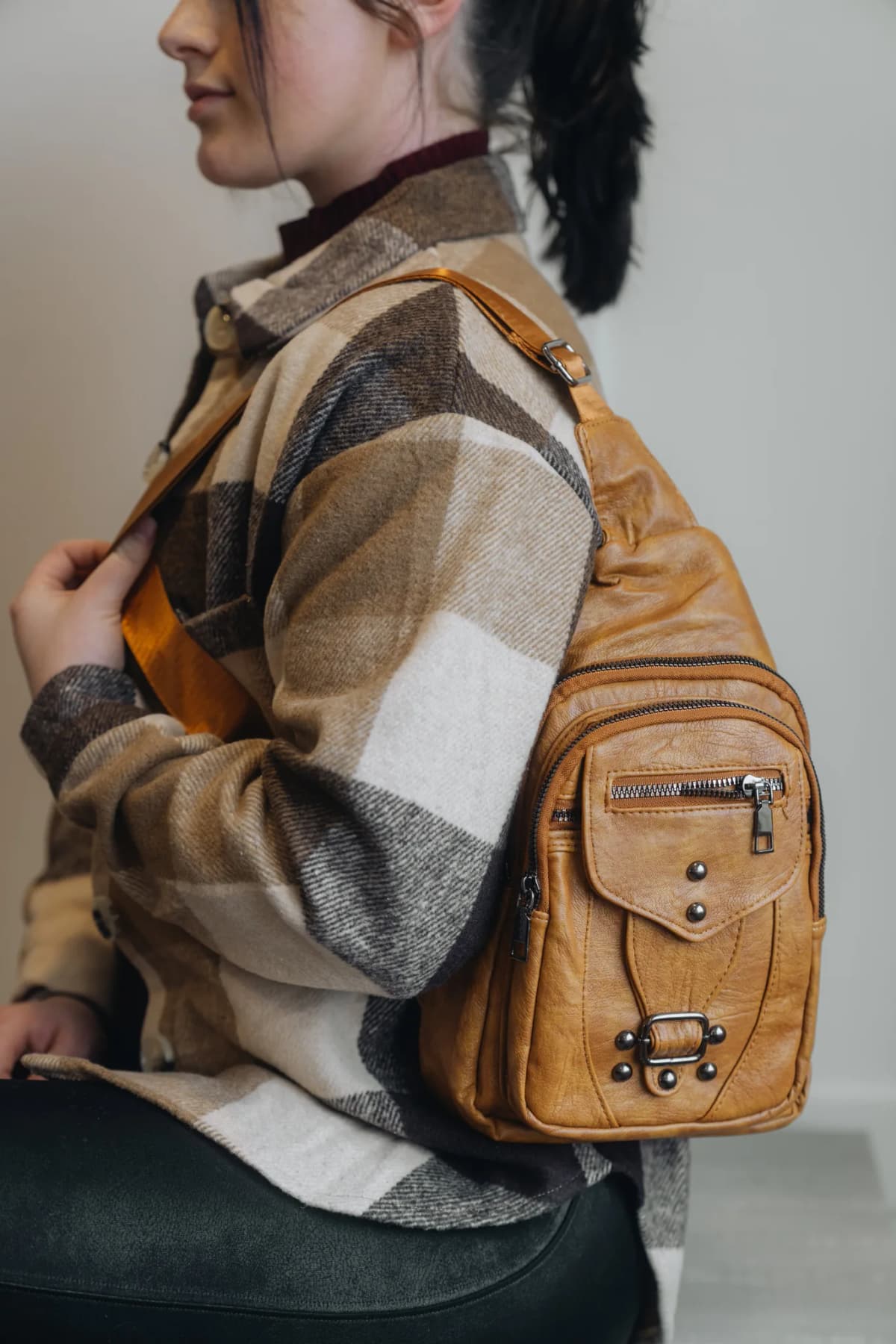 Buckle Solid Crossbody Sling Bag My Store