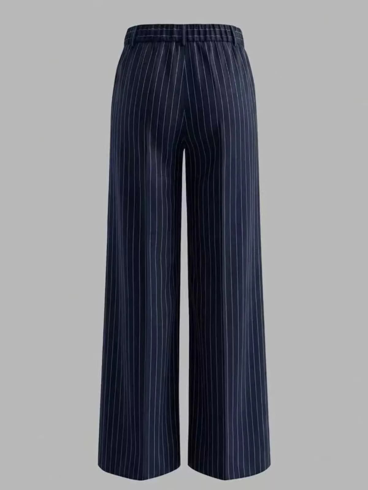High-Waisted Striped Wide-Leg Pants