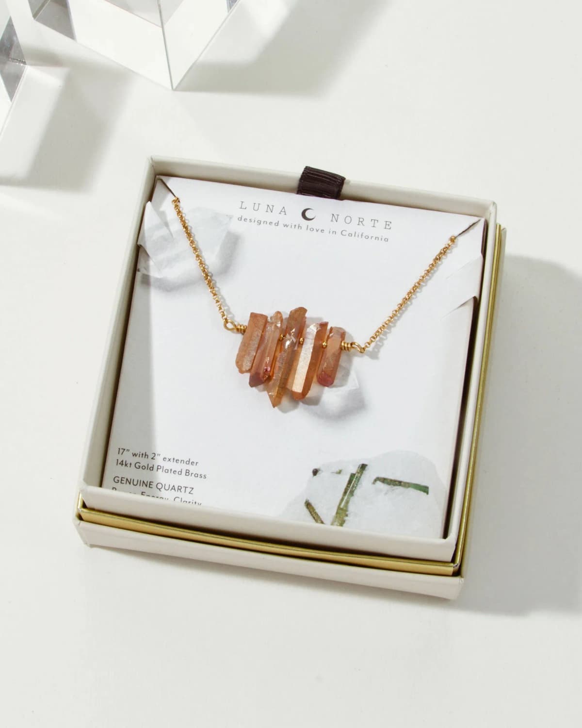 Luna Norte Rainy Day Necklace Peach Quartz