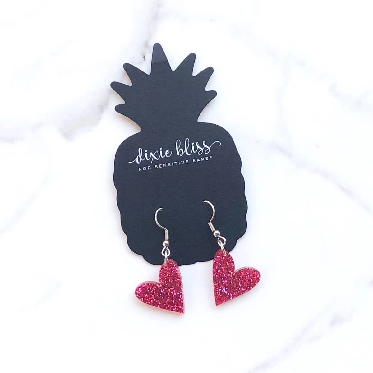 Doorbuster Petite Hearts in Raspberry Dangles Earrings