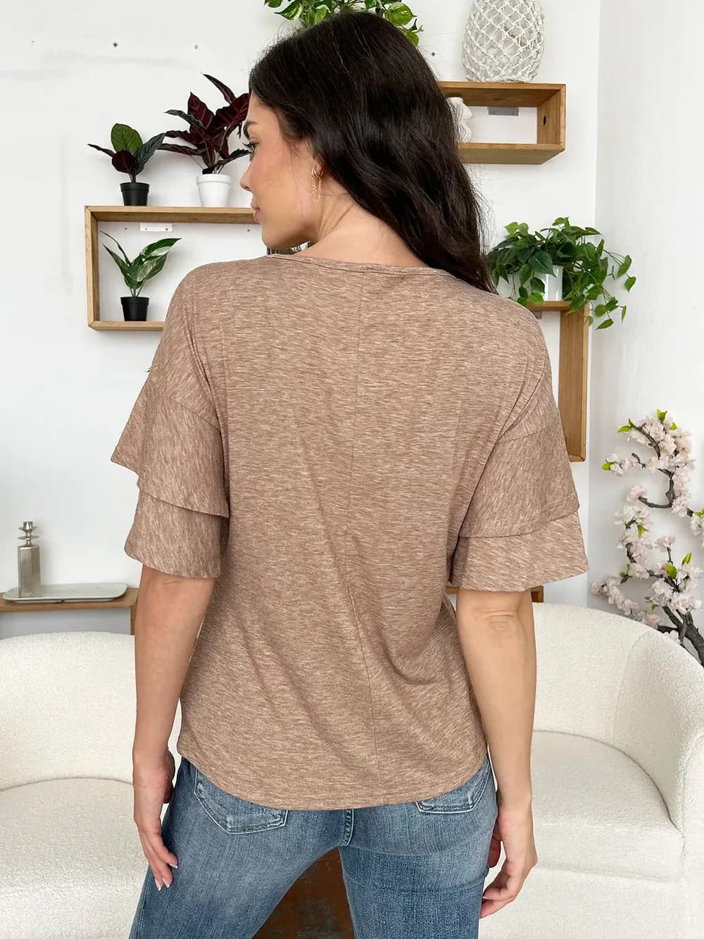 V-Neck Half Sleeve Blouse in Multiple Colors