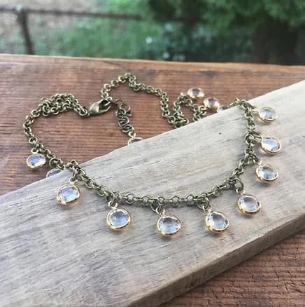 Crystal & Gold Bead Choker Poor Sparrow