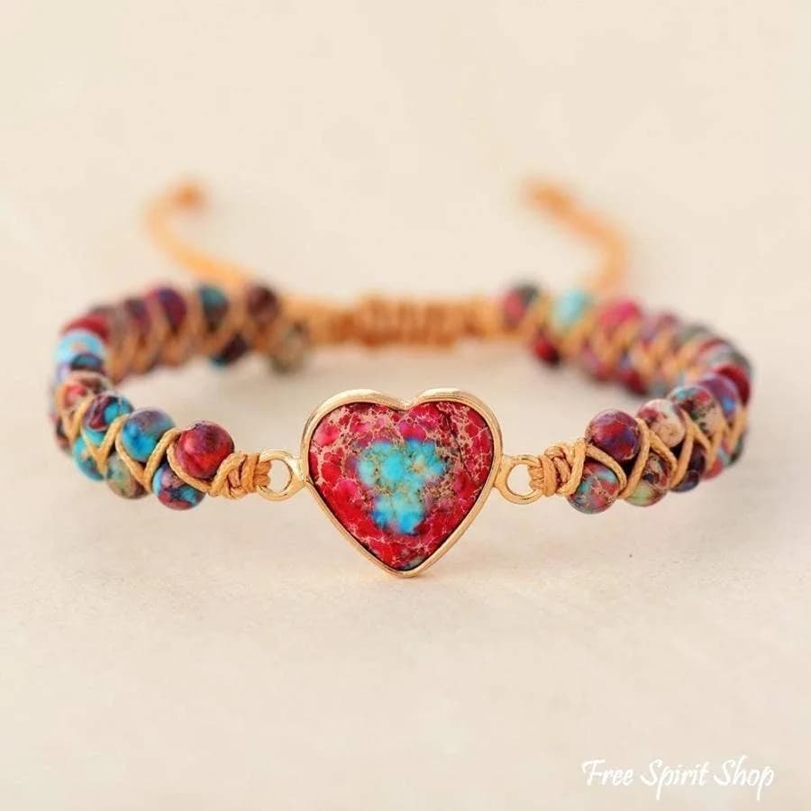 Imperial Jasper Heart Beaded Bracelet