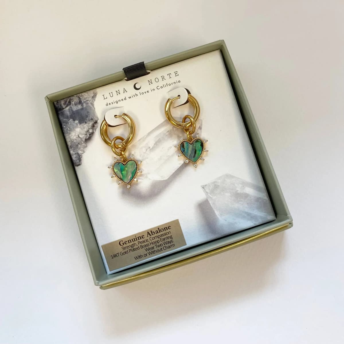Luna Norte Dolce Cuore Charm Huggie Hoop Earring - Abalone