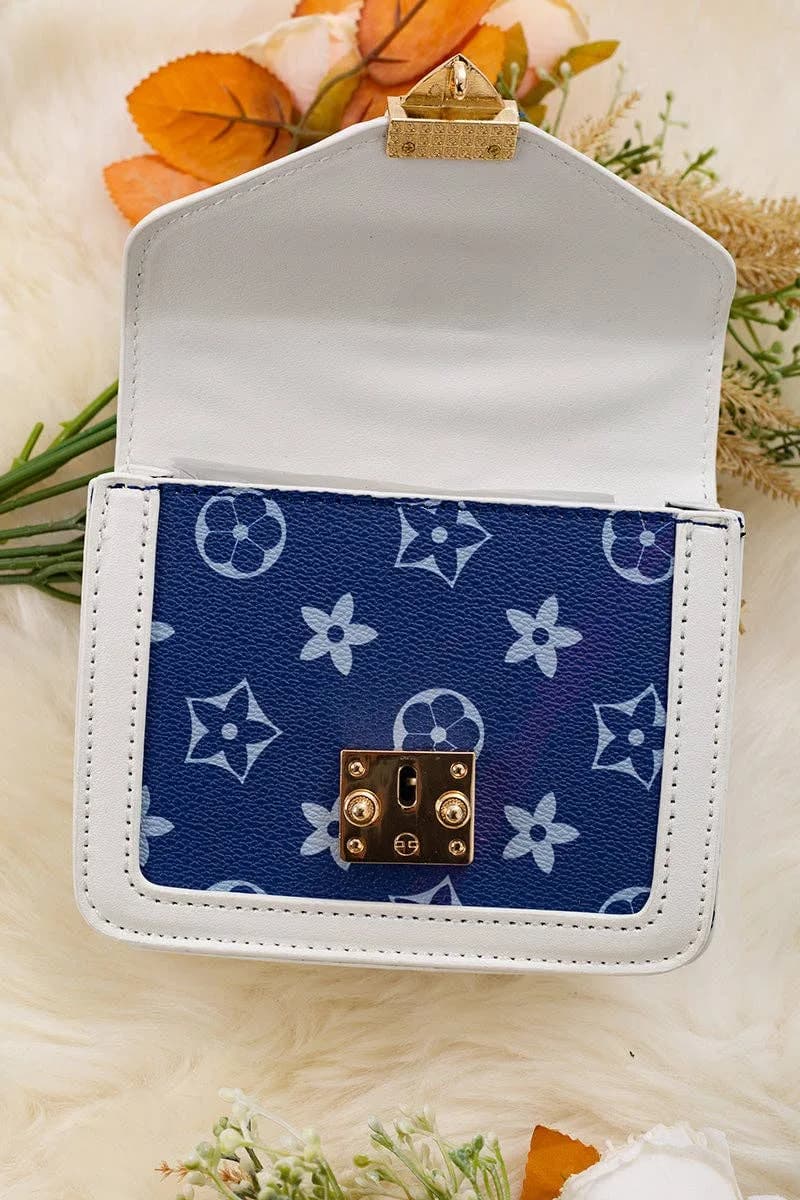 White and Navy Blue Inspired Mini Purse