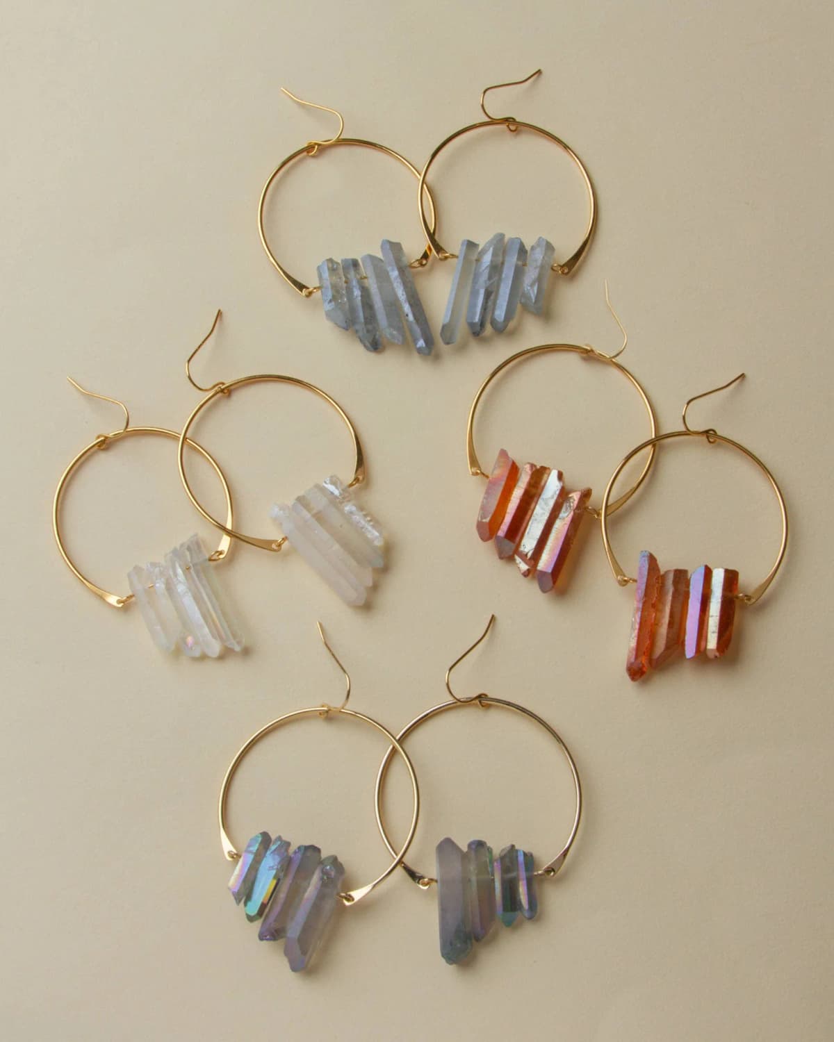 Super Nova Earrings- Peach Quartz