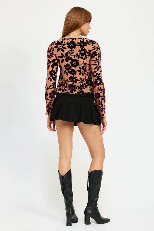 FLORAL PRINT SWEETHEART NECKLINE TOP
