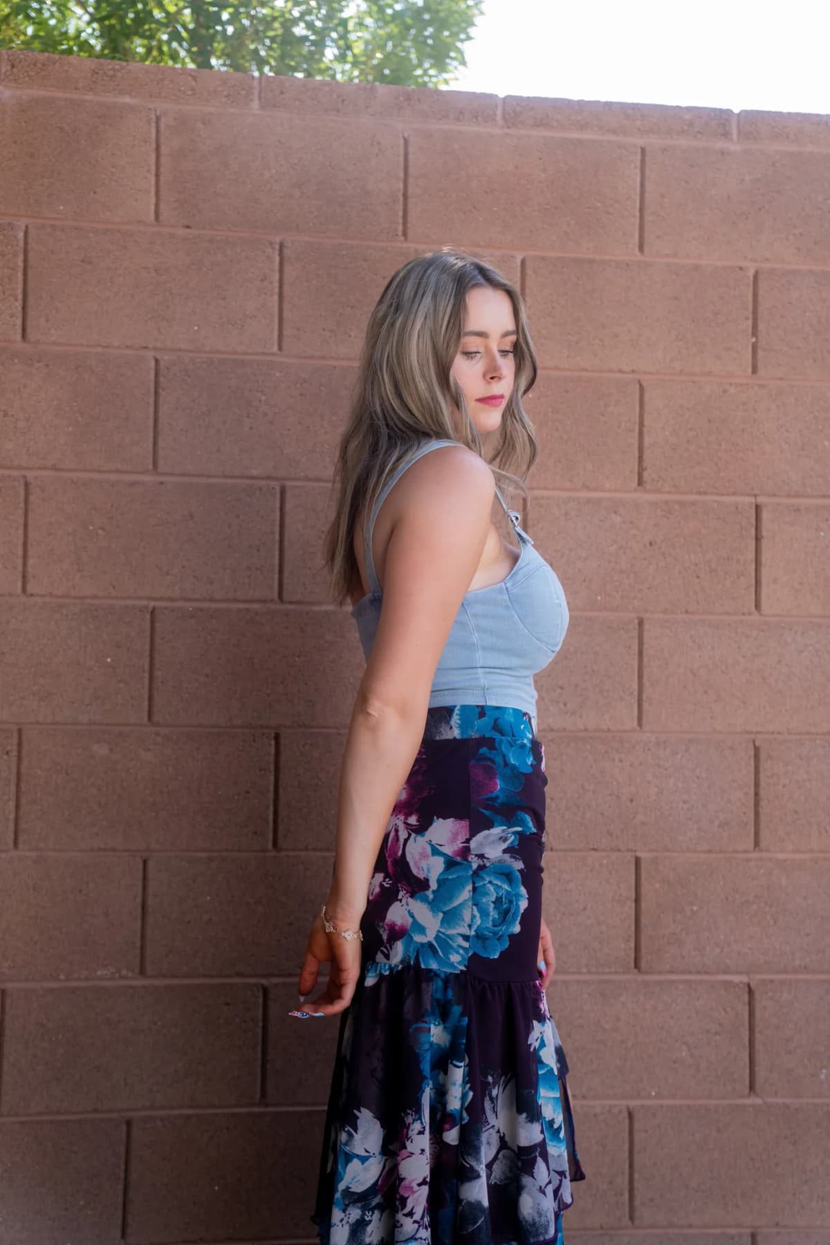 Crop Top With Buckle Style Straps Boswell (Dark Denim)