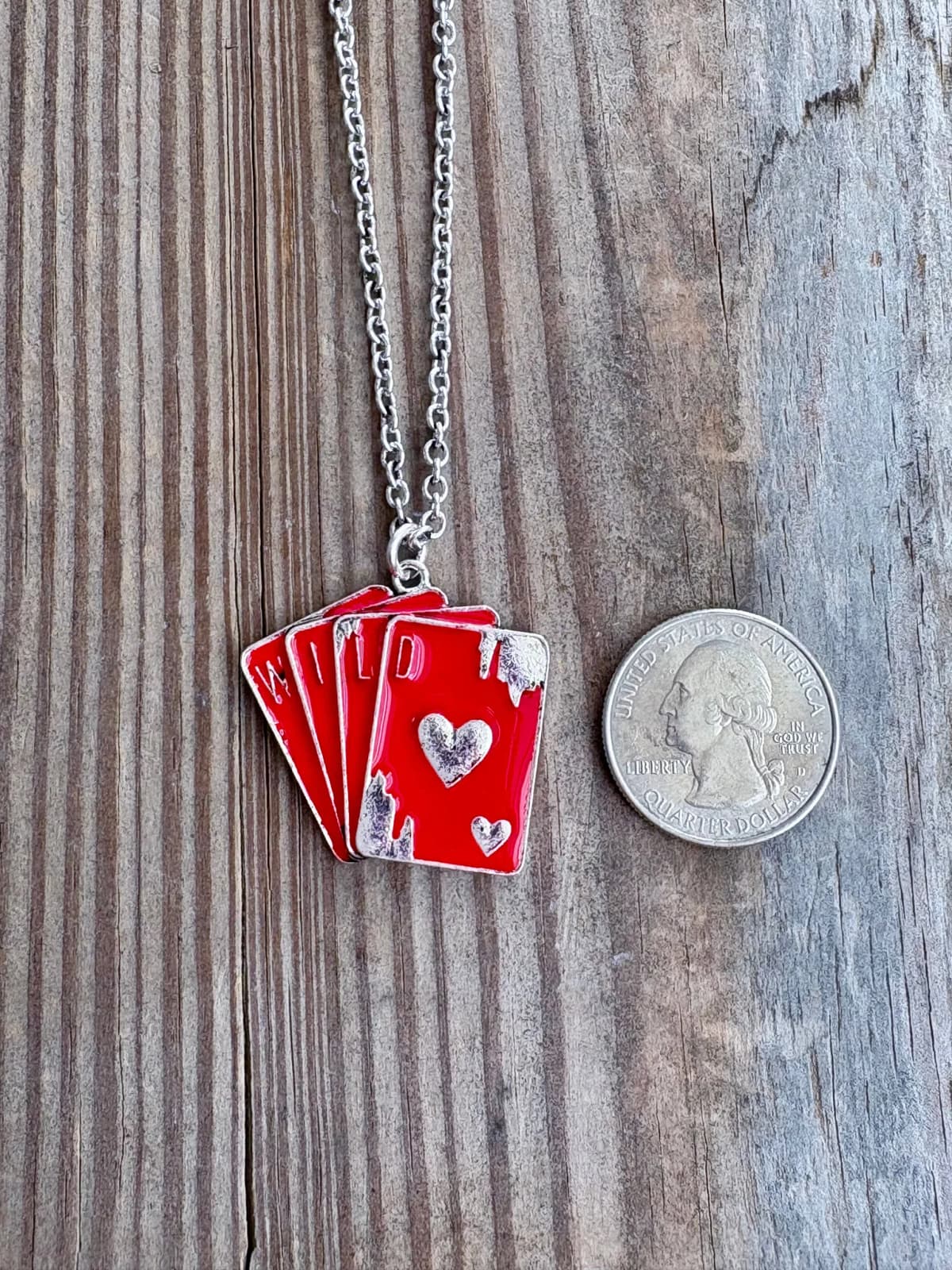 Playing Card "WILD" Pendant Link Chain Necklace