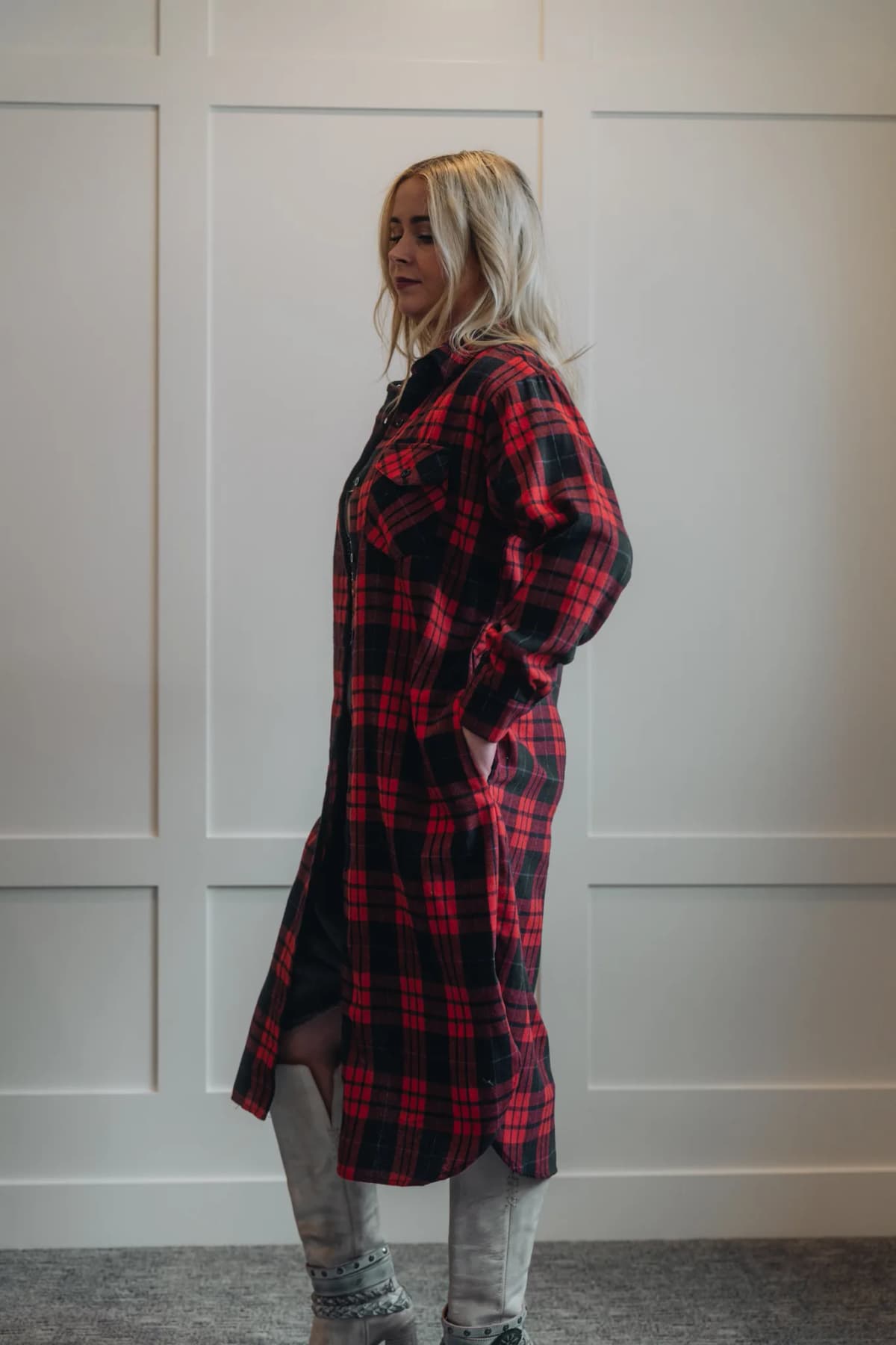 Flannel Plaid Longline Shacket by Bluivy