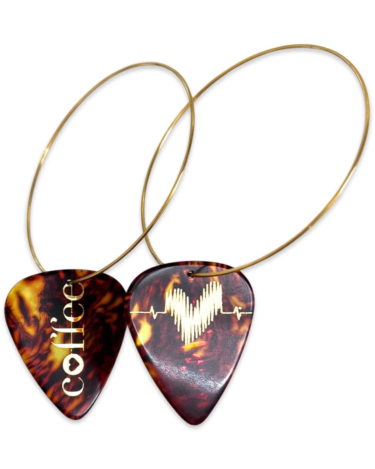 Coffee Tortoise Shell Gold Reversible Hoop Earrings Groupie Love (50mm)
