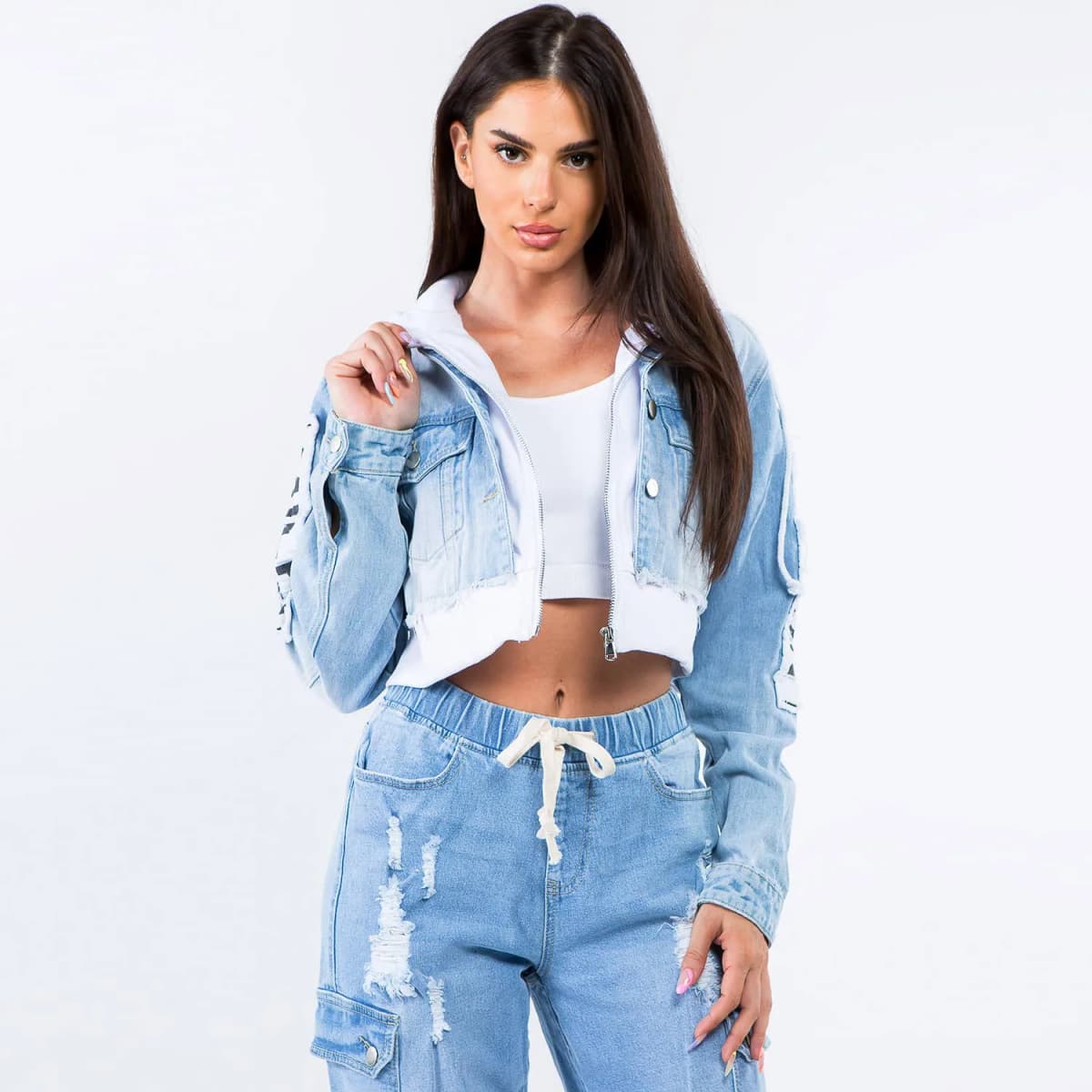 Tour Patch Denim Jacket with Hoodie