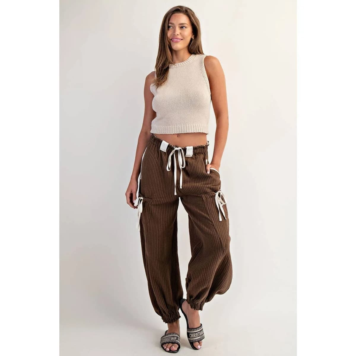 New* Striped Jogger Pants Chocolate