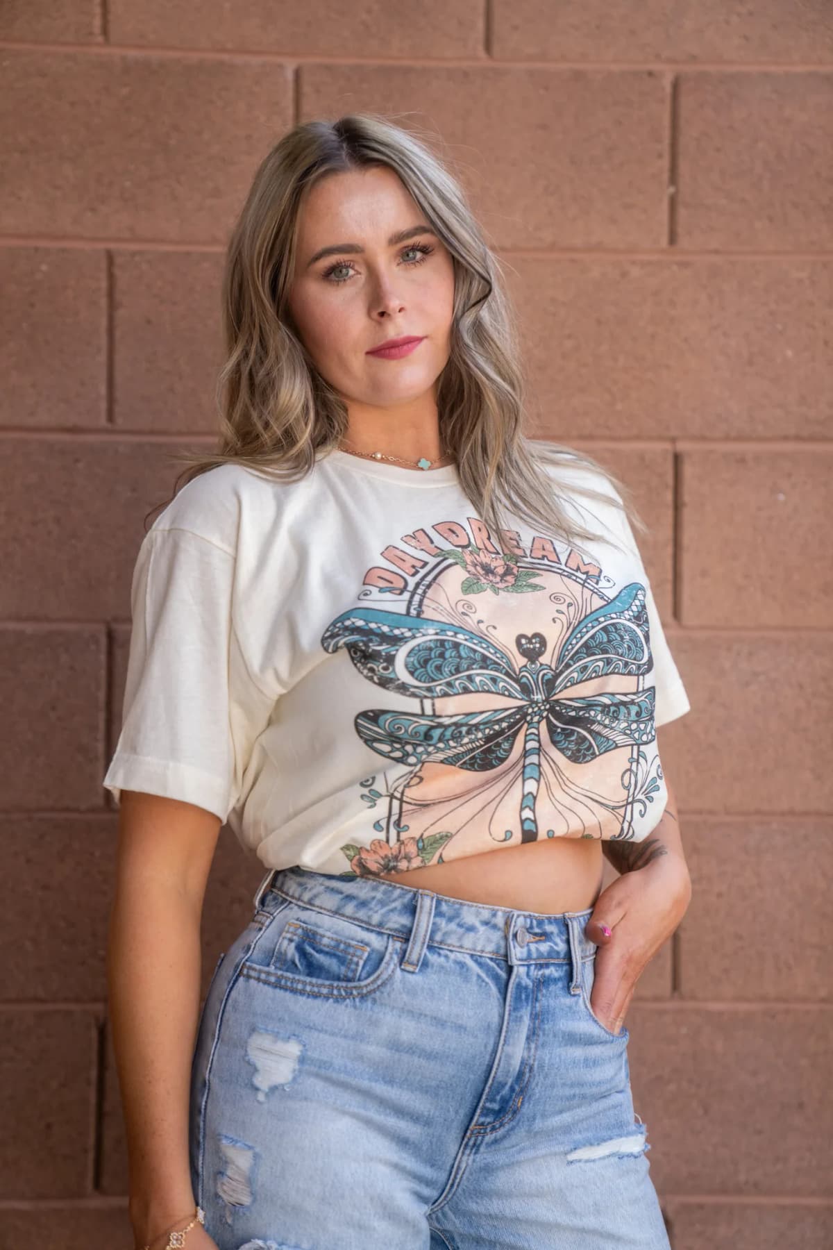 Vintage Daydream Believer Dragonfly Oversized Graphic Tee Select Apparel