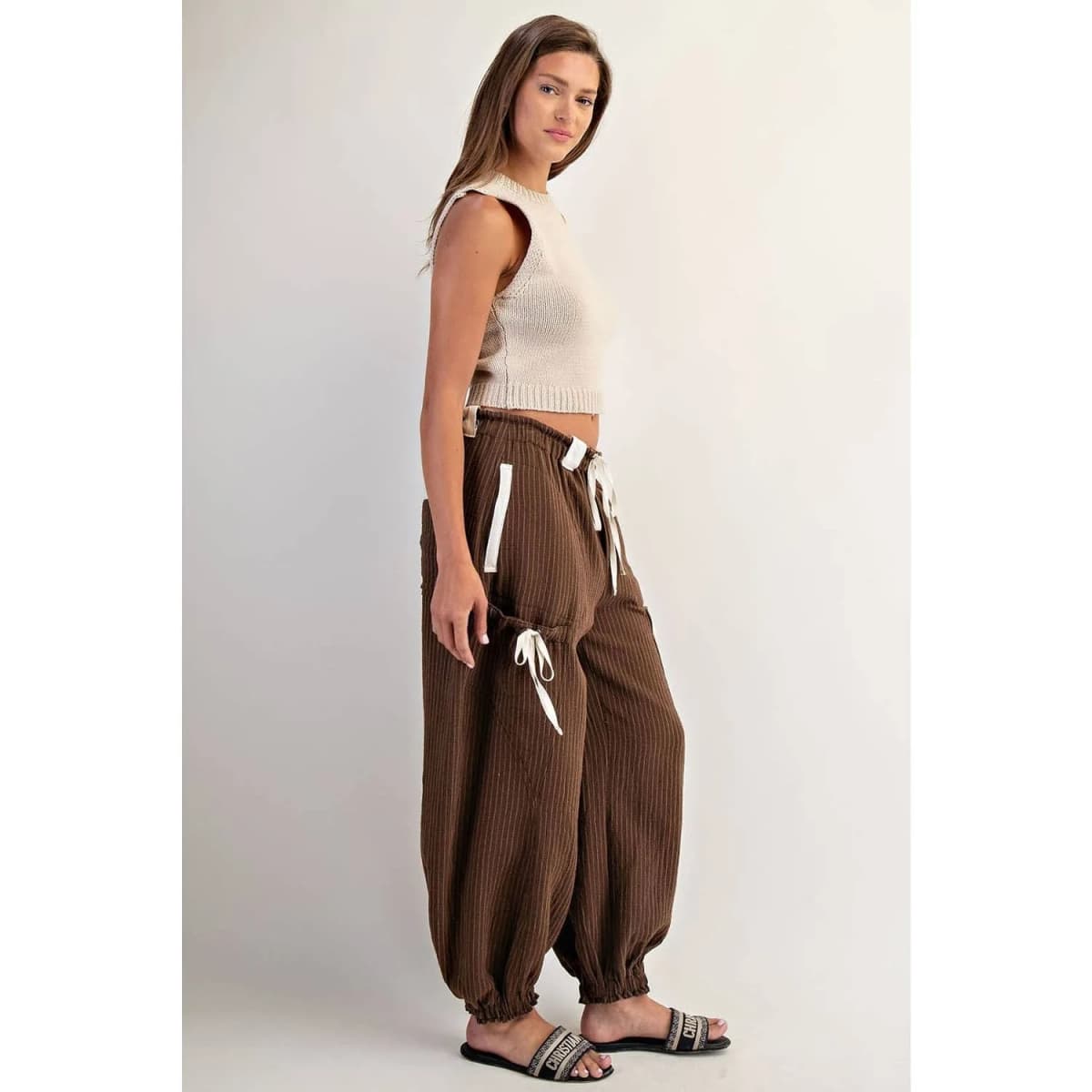 New* Striped Jogger Pants Chocolate
