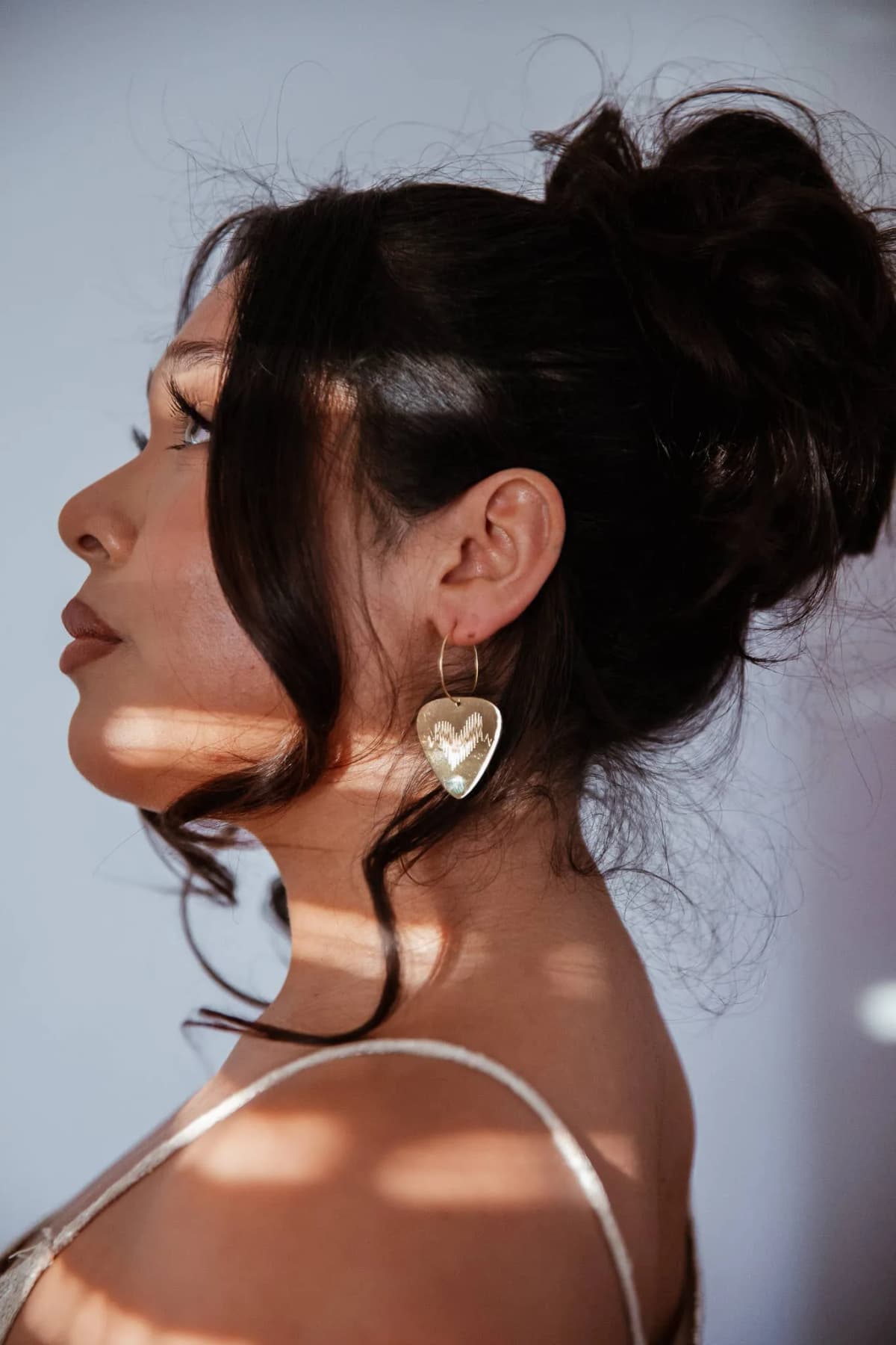 Rose Gold Hoop Earrings Groupie Love Guitar Picks (50mm)