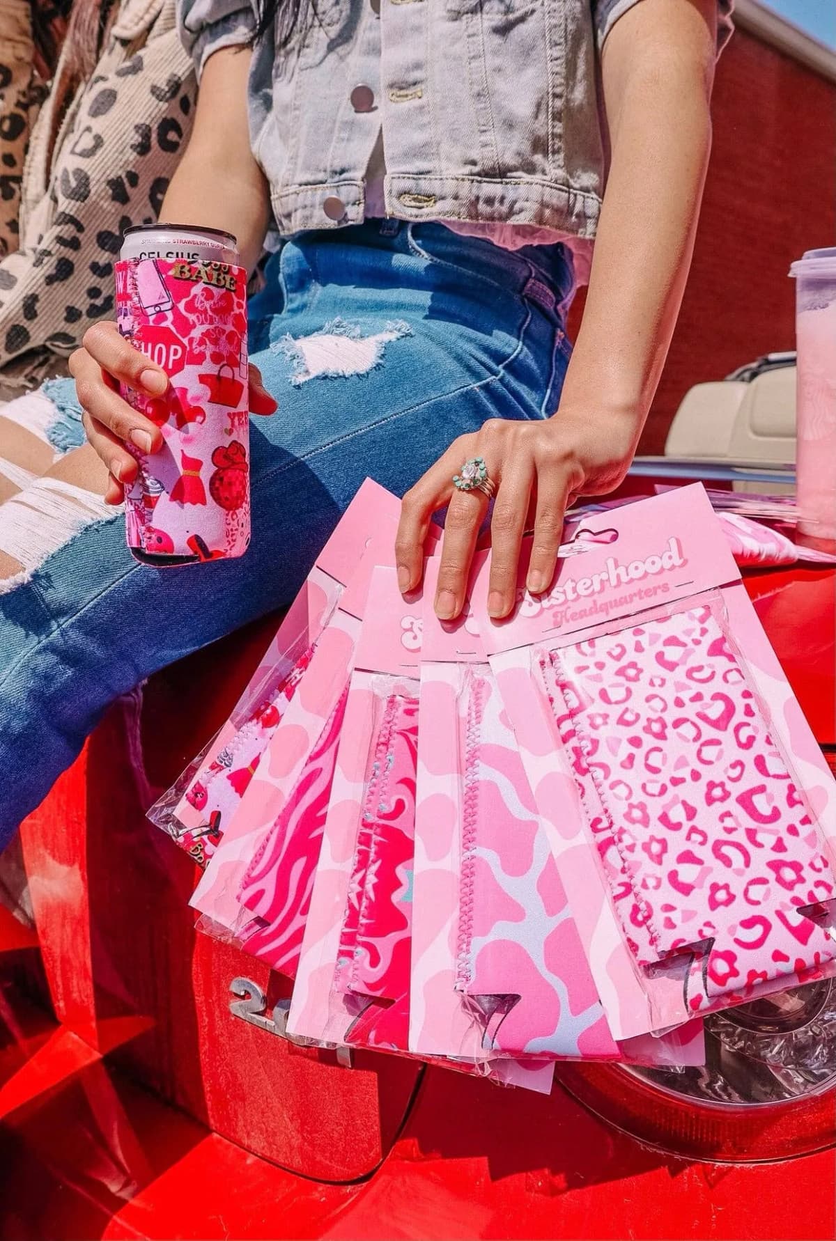 Pink Leopard Tall Coozie 2 pack (Pink Leopard)