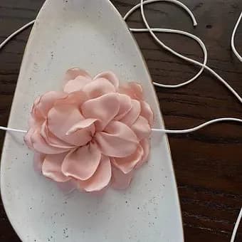 Peony Inspired Tie On Flower Necklace