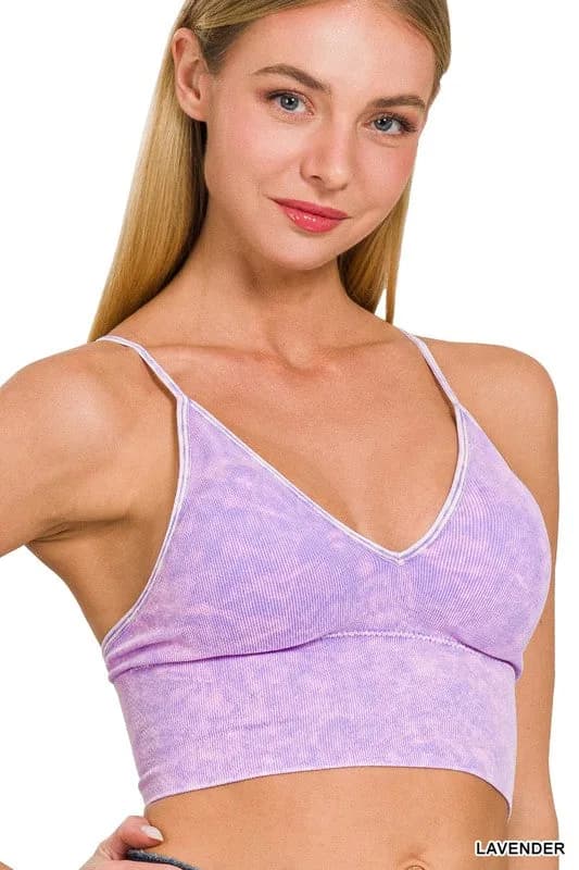 Washed Ribbed Seamless Bra Padded Tank Top Zenana Muliple Colors