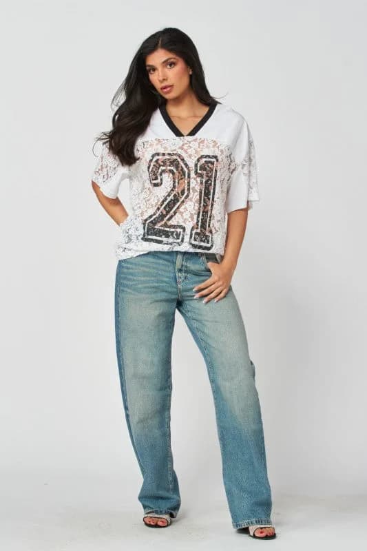 Pastel Lace Number 21 Mesh Jersey