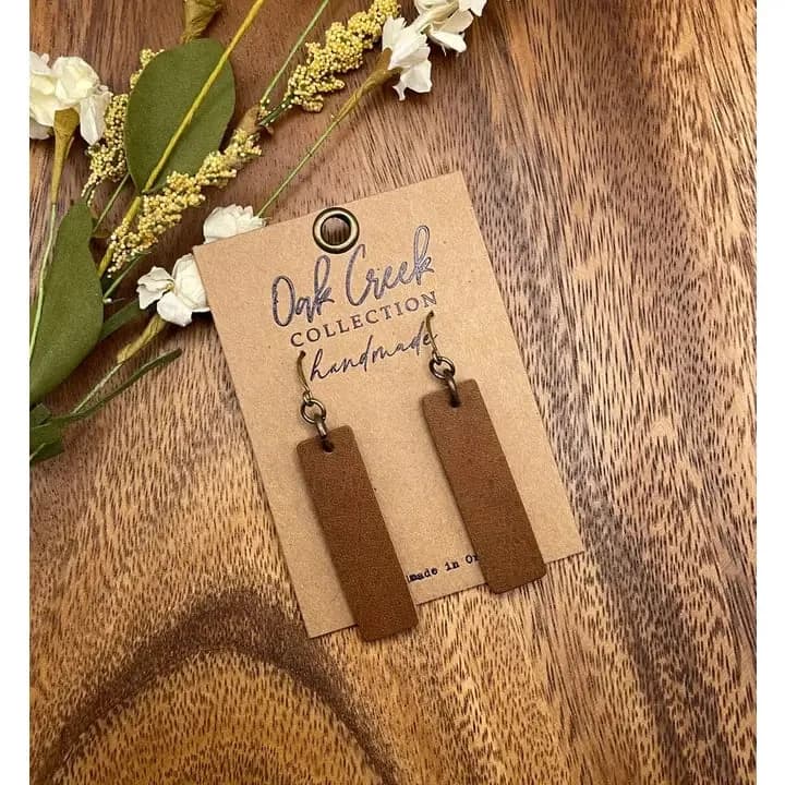 Leather Bar Earring (Brown)