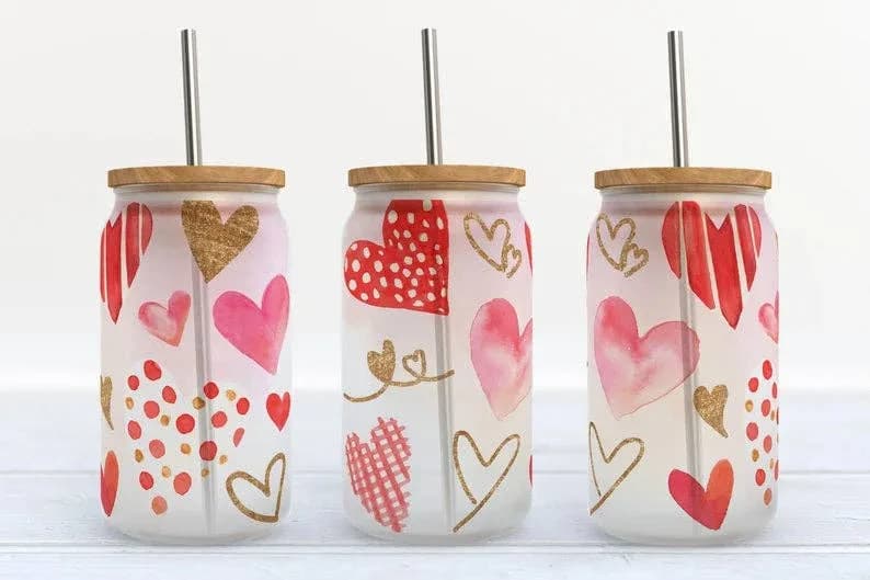 Valentines Day Hearts Seasonal 16oz Libbey Glass Tumbler