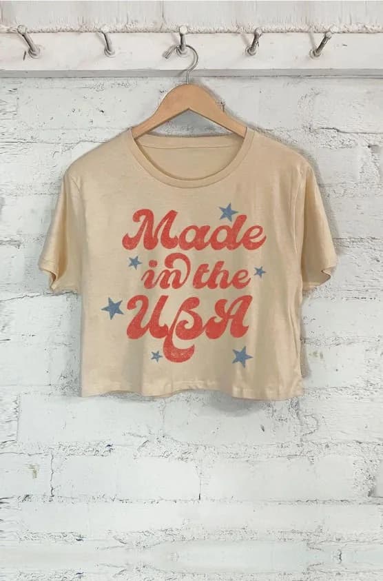 Made in the USA Crop T Shirt White