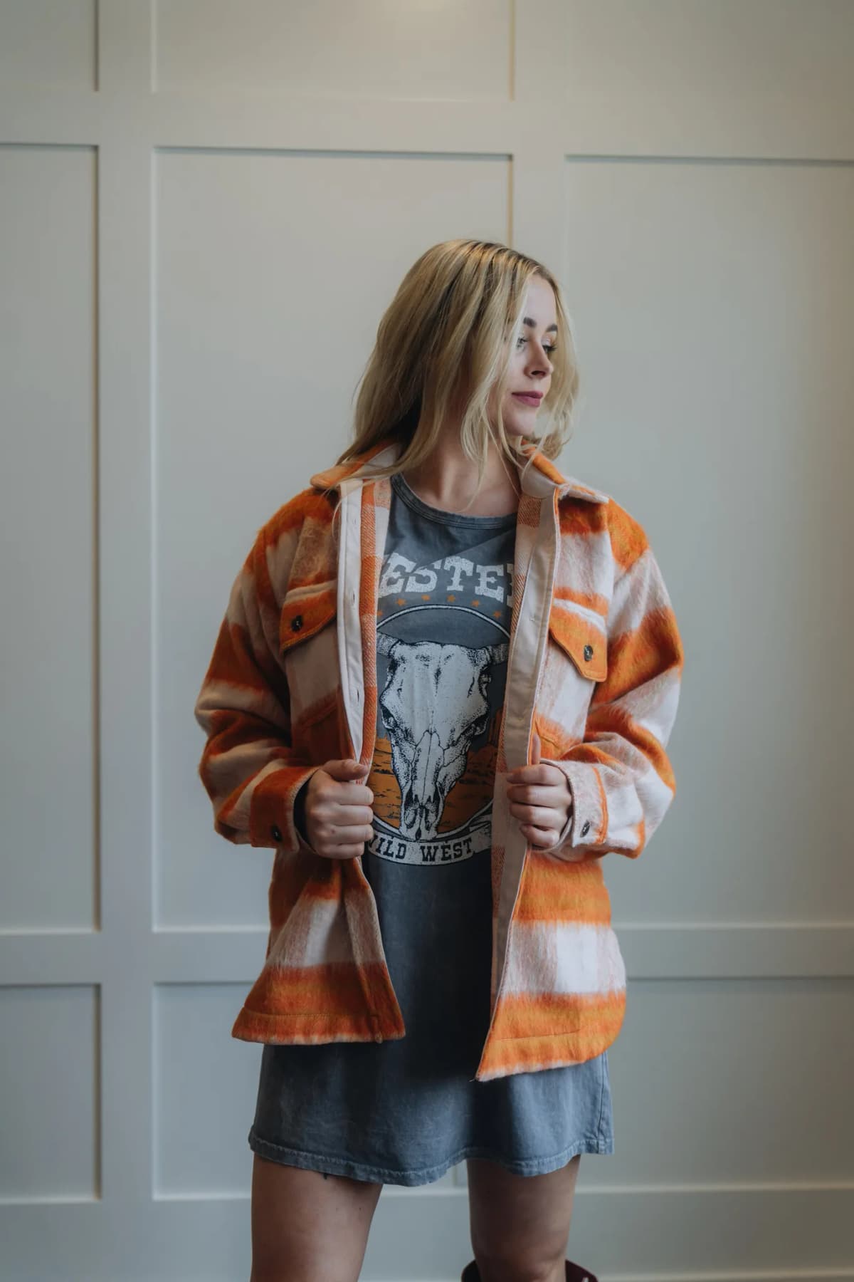 Orange Brushed Mohair Fall Winter Shacket La Miel