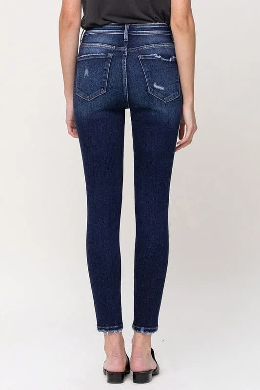 Catch The Breeze High Rise Forward Outseam Crop Skinny Jean by Flying Monkey