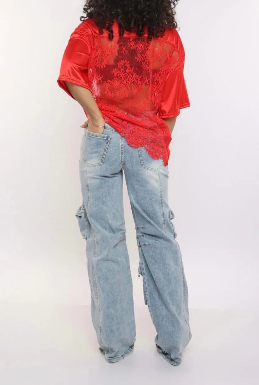 Authentic or California Edge Numbered Lace Sporty Jersey Top