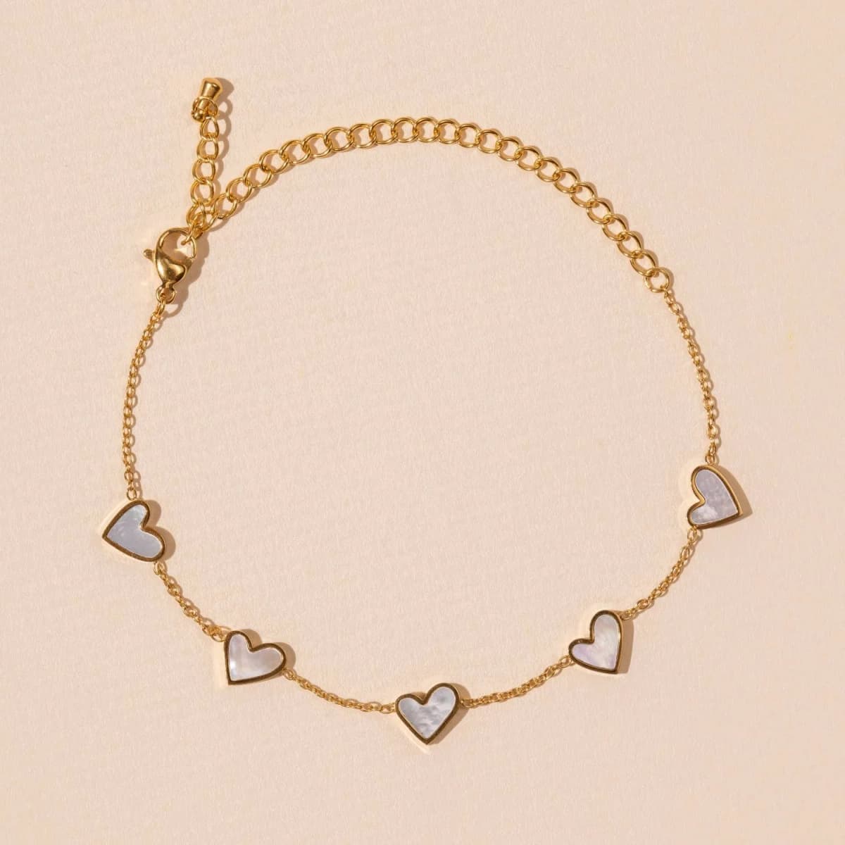 Heart Valentine Charms Stainless Steel Bracelet (Gold)