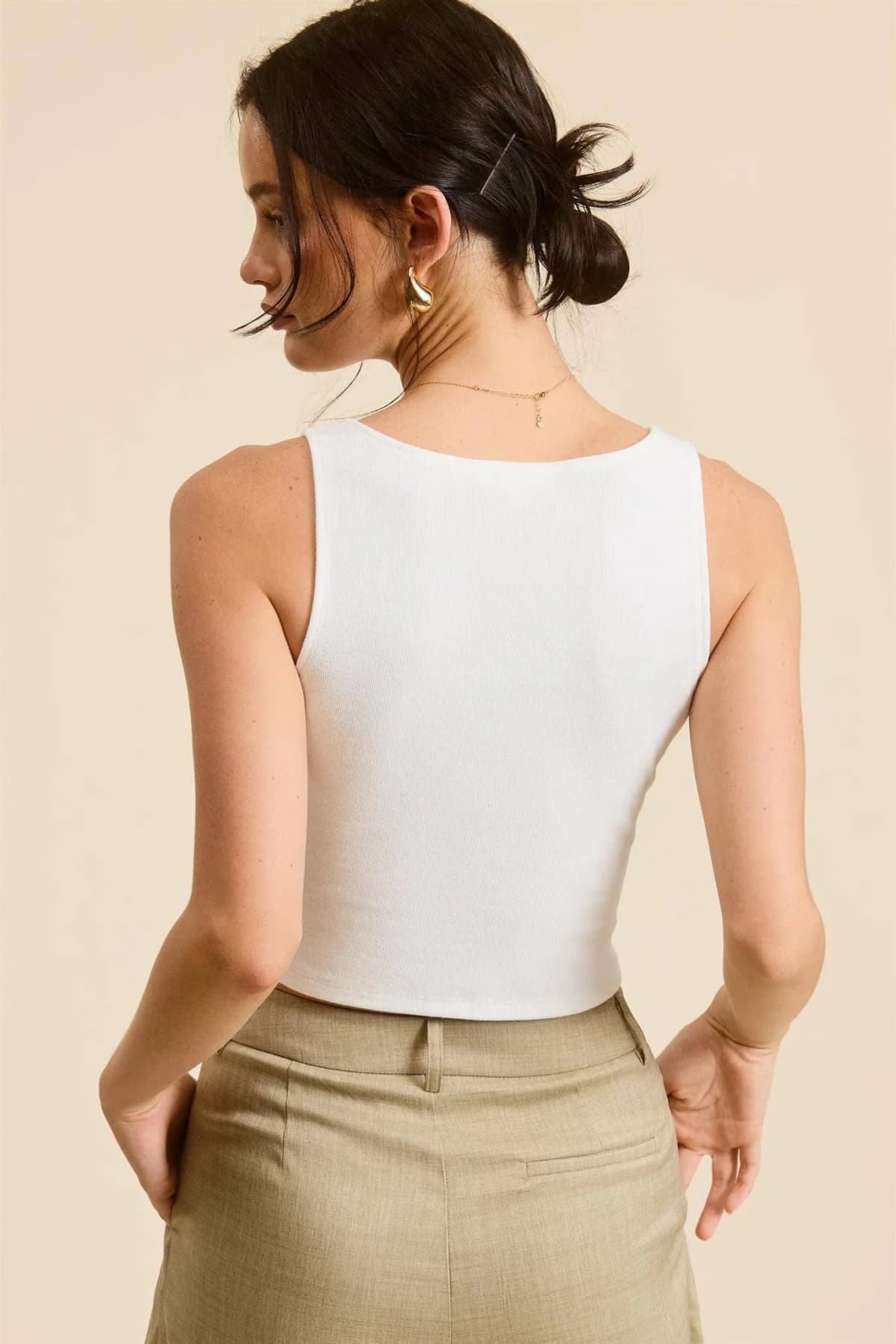Scoop Neck Corset Lace Up Sleeveless Tank