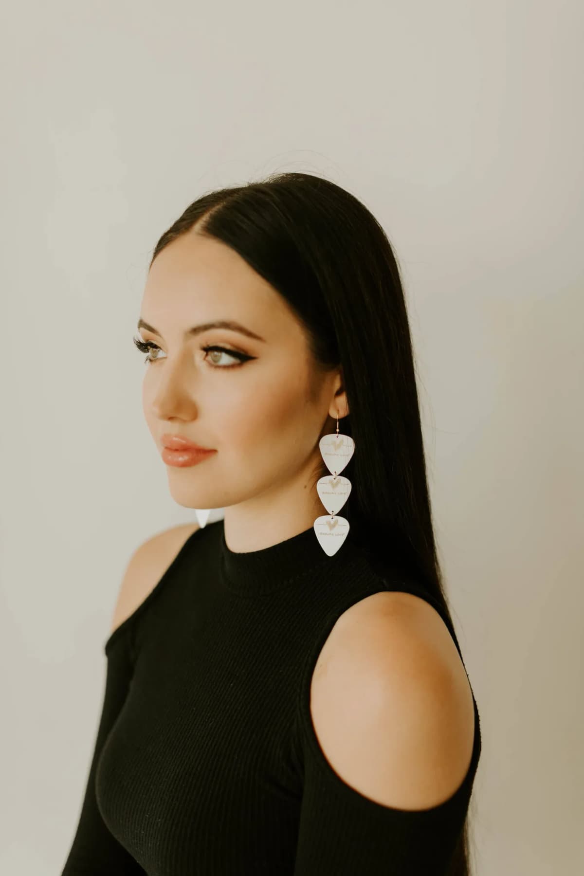 Groupie Love White Gold Triple Guitar Pick Earrings Groupie Love