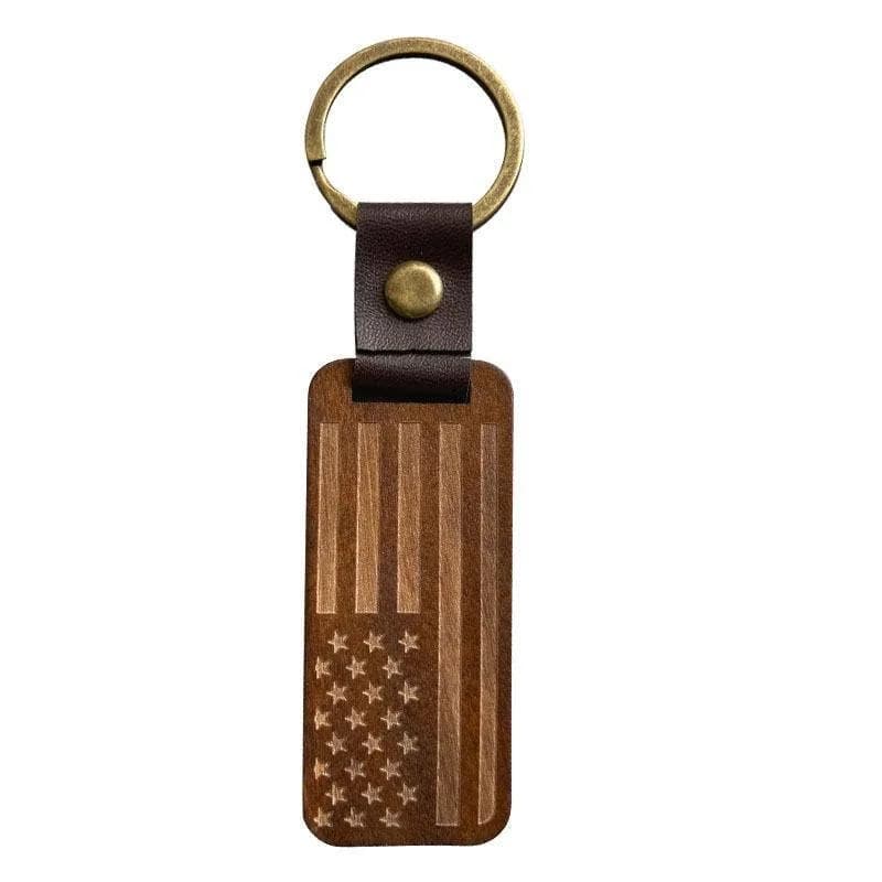 Leather Wood Pendant Keychain Mio Queena (Flag)