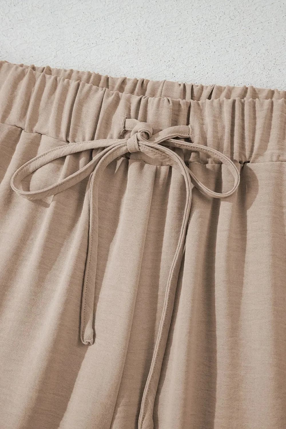 Button Down Vest and Drawstring Wide Leg Pants Set