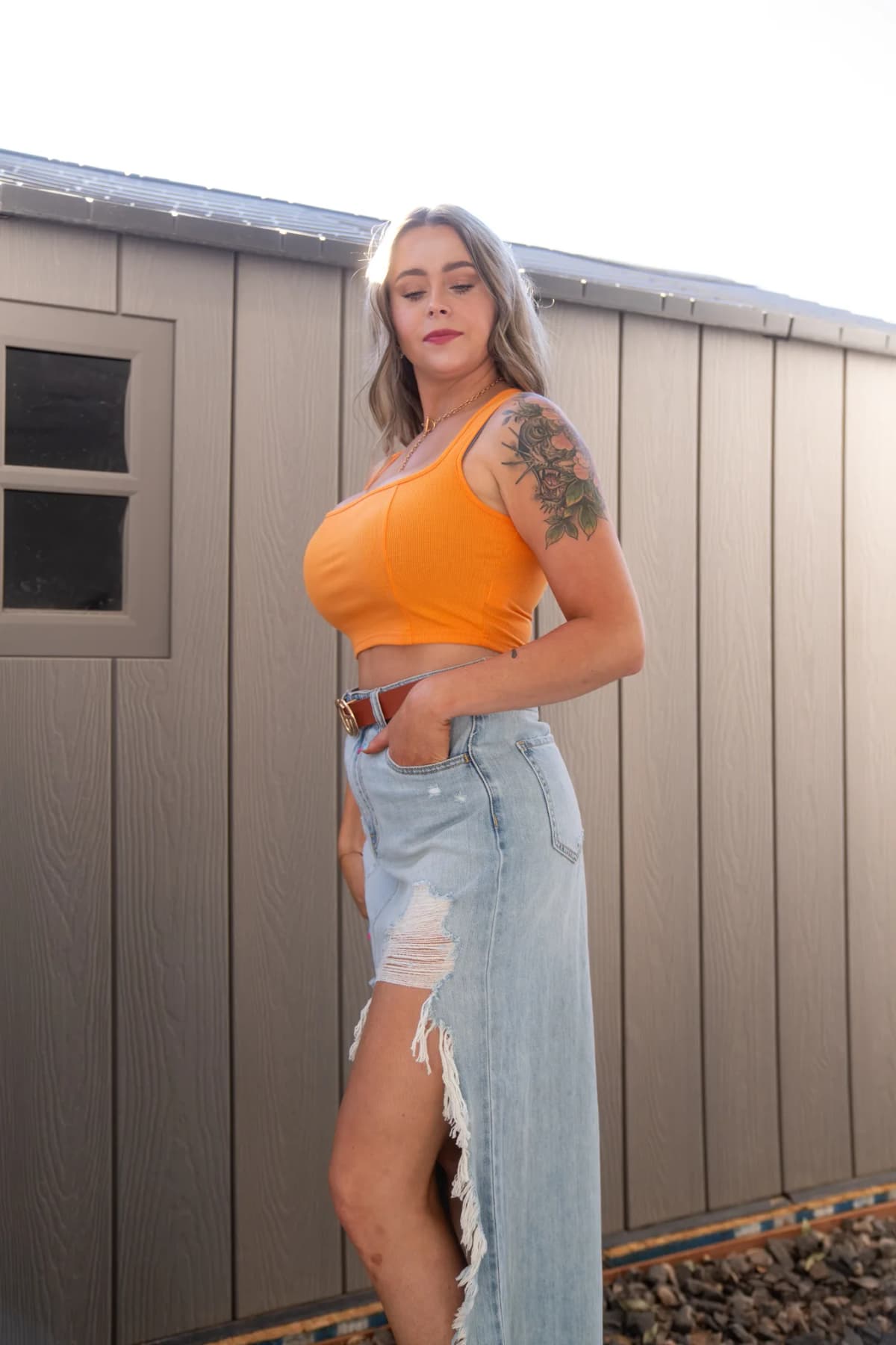 Knit Crop Top Unishe (Orange)